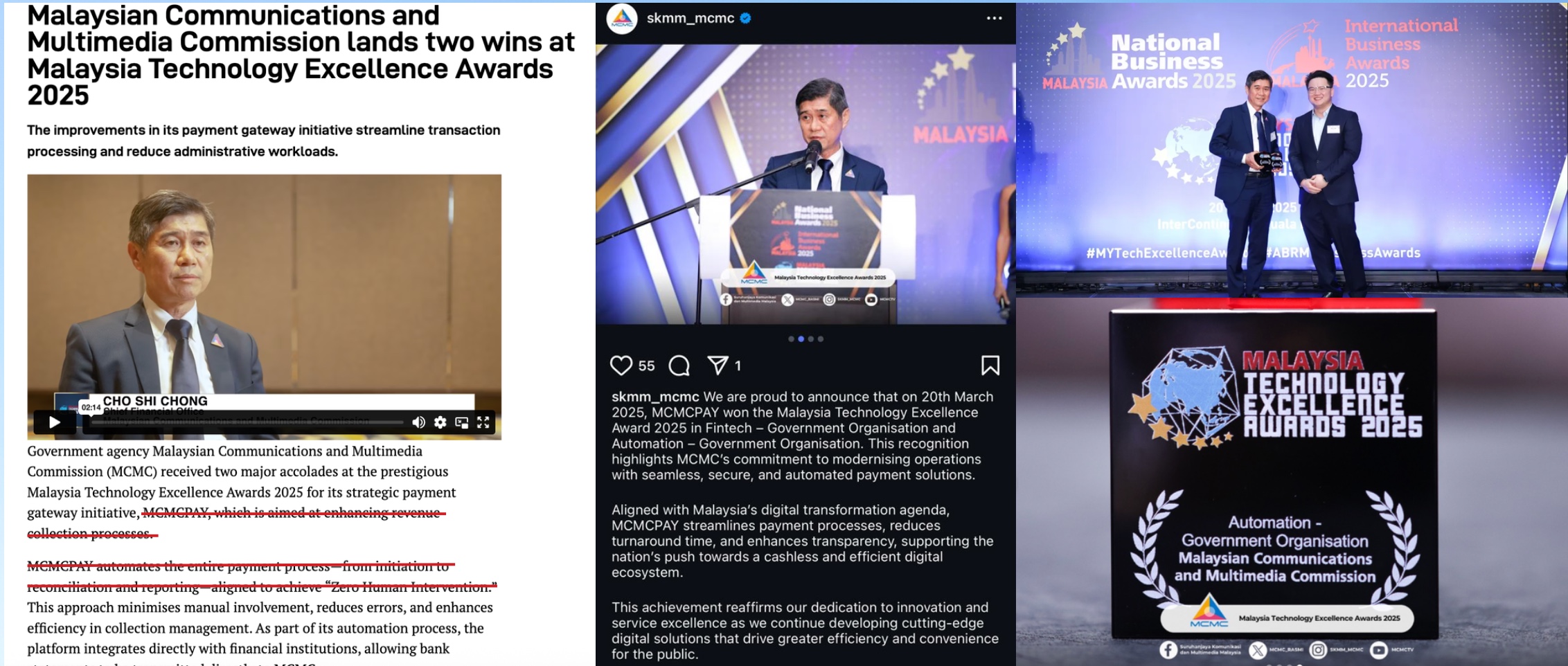 Award recognition for MCMC e-Payment Revamp